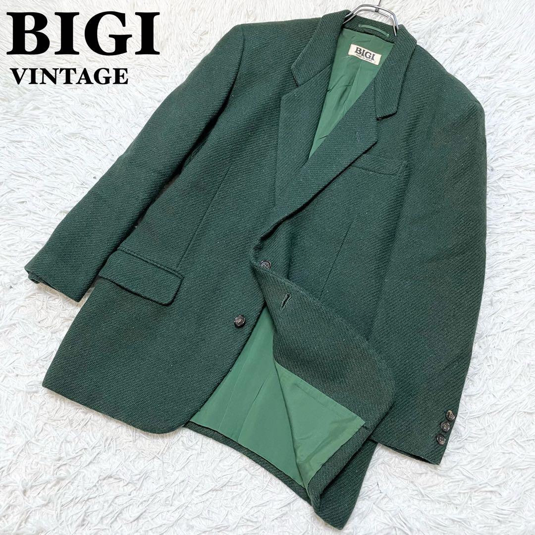 希少✨BIGI  ビギ　ヴィンテージ　ウールテーラードジャケット　グリーン　XL