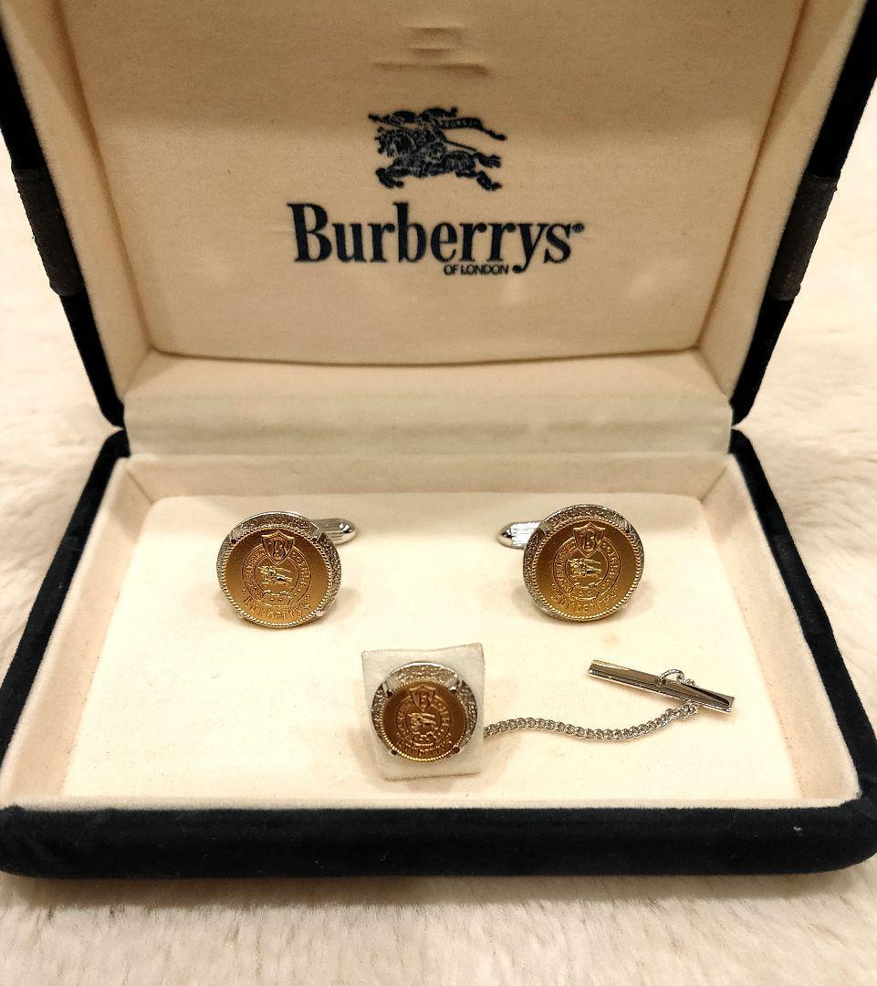 美品　Burberrysバーバリーズ カフスボタン タイタックセット ホースロゴ