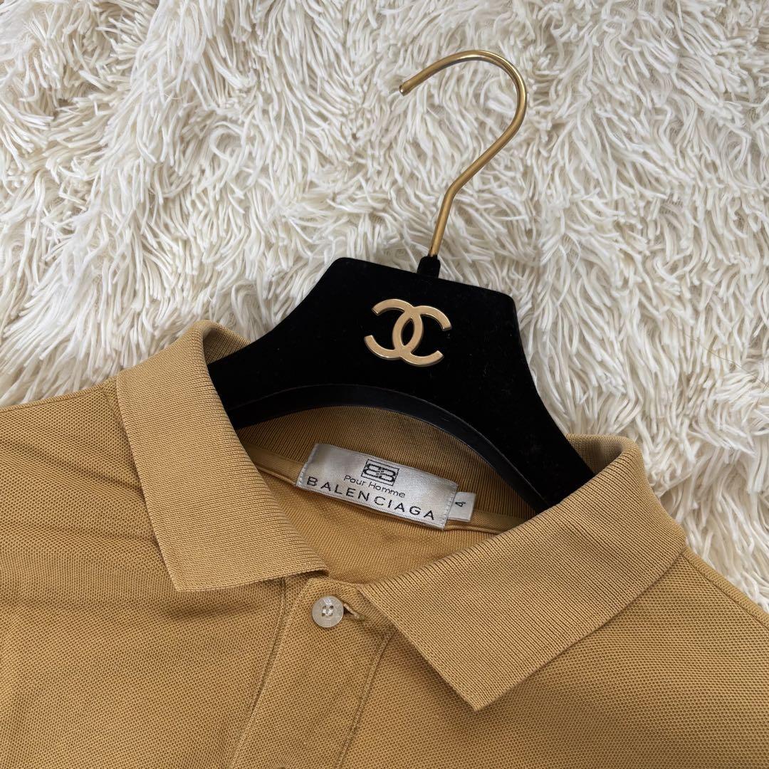 BALENCIAGA 半袖　ポロシャツ ベージュ茶色　綿100% 4サイズ　XL BALENCIAGA 半袖 ポロシャツ ベージュ茶色 綿100% 4サイズ XL