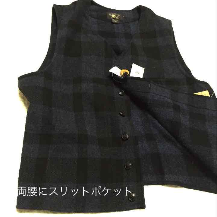 大きいサイズ希少XL 新品 RRLラルフローレン 濃紺/濃灰 ウールベスト