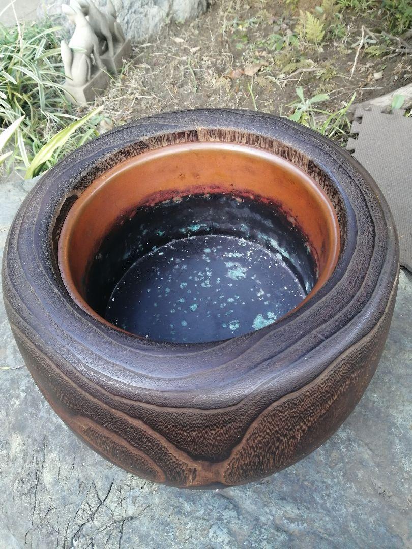 虹　骨董品 明治〜大正 初期初期 手炙り 丸火鉢 火鉢