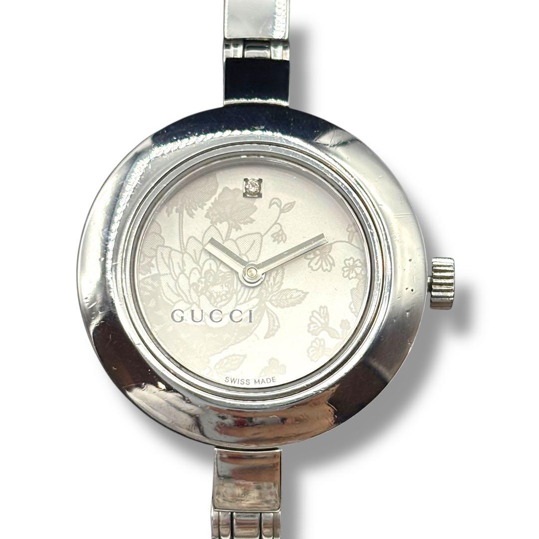 グッチ フローラ 1Pダイヤ 105 フラワー バングル 腕時計 シルバー