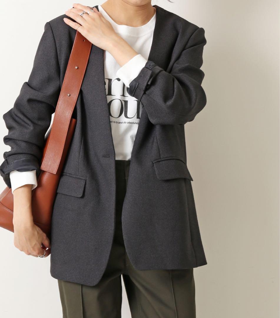 Spick & Span ウールライクノーカラールーズジャケット