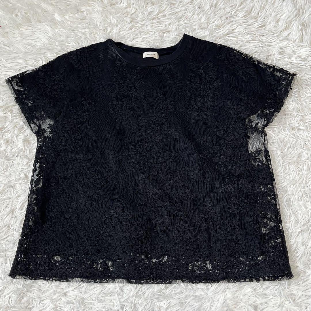 REKISAMI レキサミ　レース　Tシャツ　ブラック