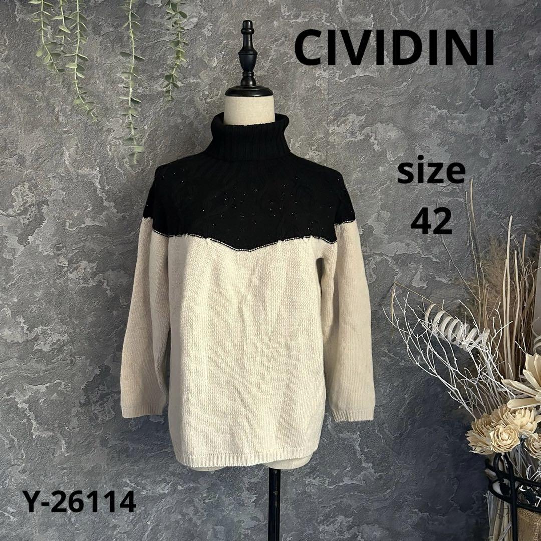 CIVIDINI チヴィディーニ　ニット　ハイネック　キラキラ　ツートーンニット
