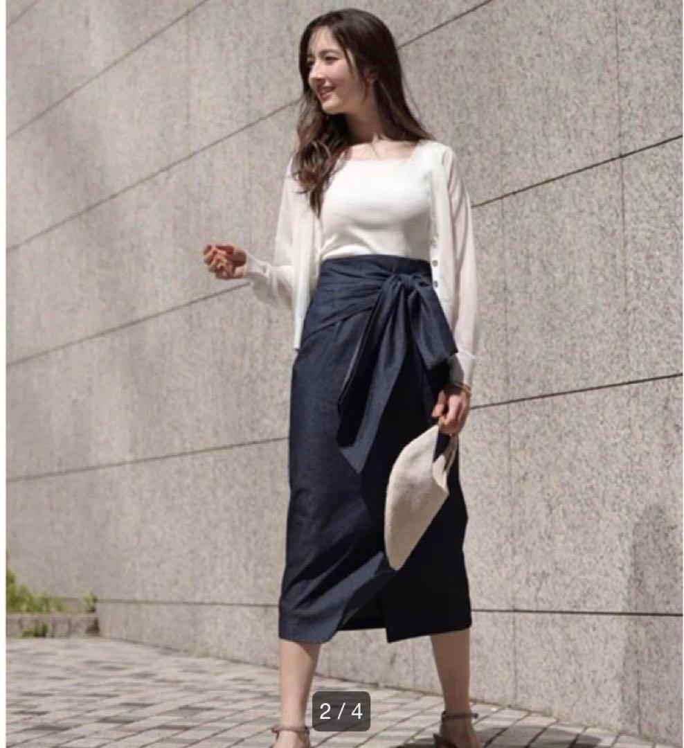 アプワイザーリッシェ 新品 リボンラップスカート デニム Sサイズ アプワイザーリッシェ 新品 リボンラップスカート デニム Sサイズ