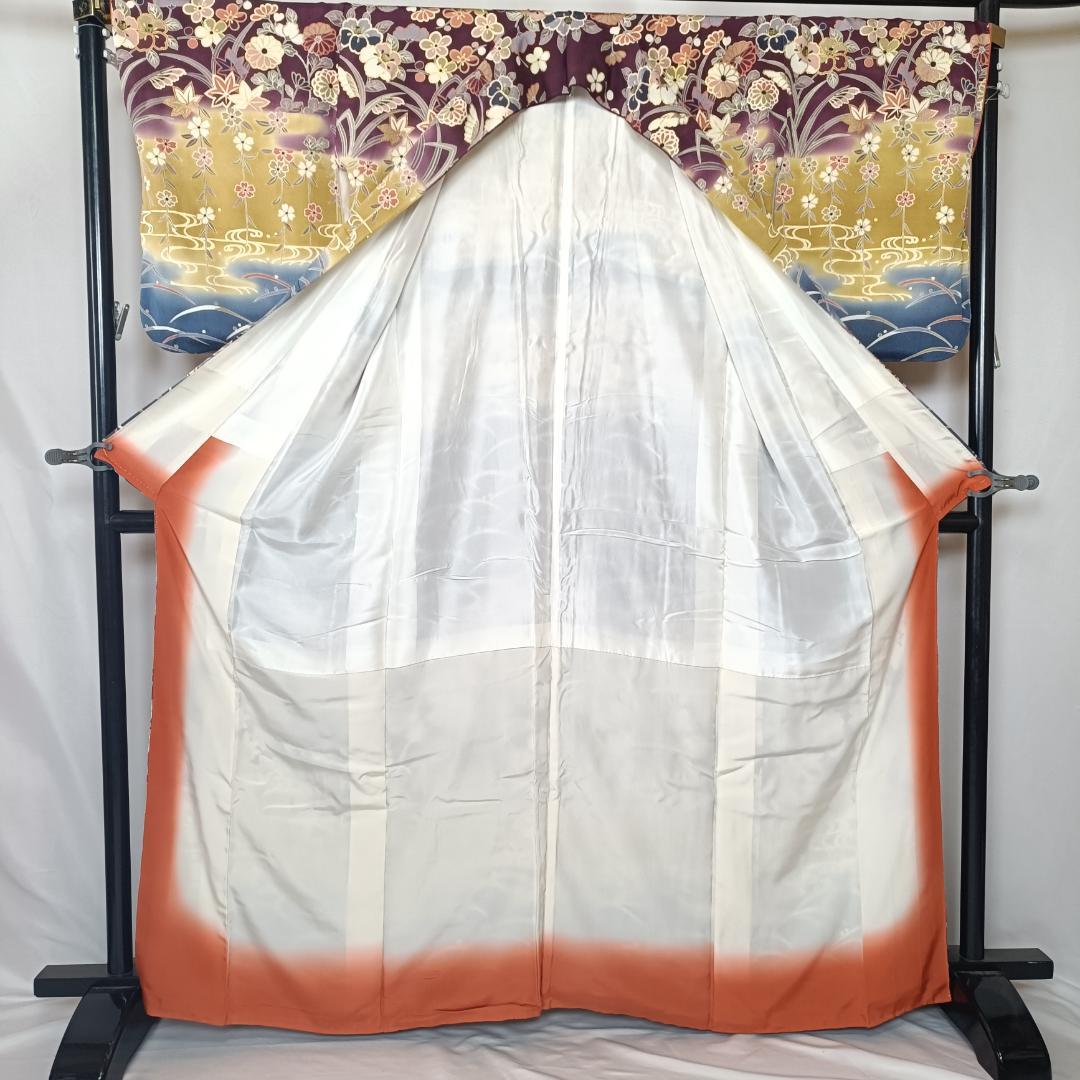◇1862◇小紋 鬼しぼ縮緬 作家落款 花尽くし 正絹 袷 和装着物
