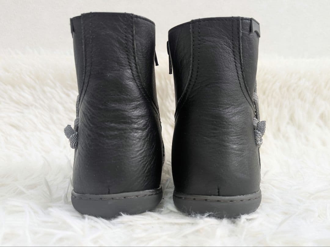 カンペール Peu Cami サイドジッパーショートブーツ ブラック 39 カンペール Peu Cami サイドジッパーショートブーツ ブラック 39