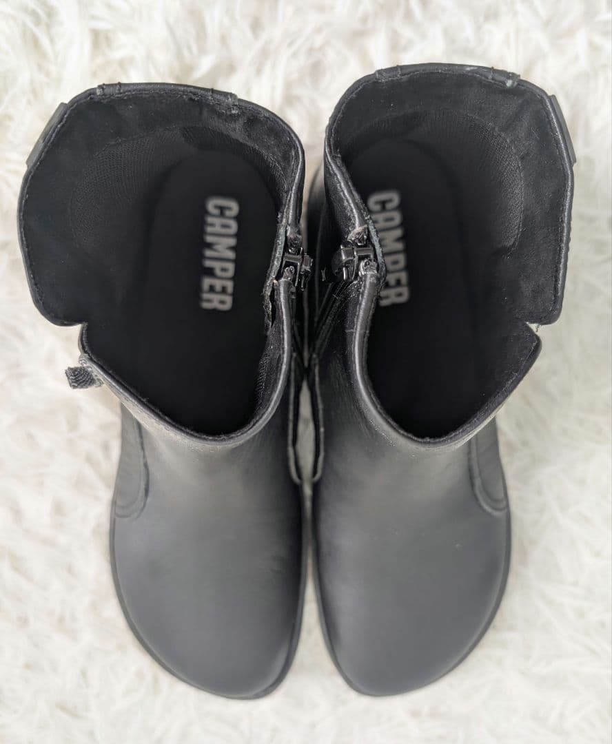 カンペール Peu Cami サイドジッパーショートブーツ ブラック 39 カンペール Peu Cami サイドジッパーショートブーツ ブラック 39