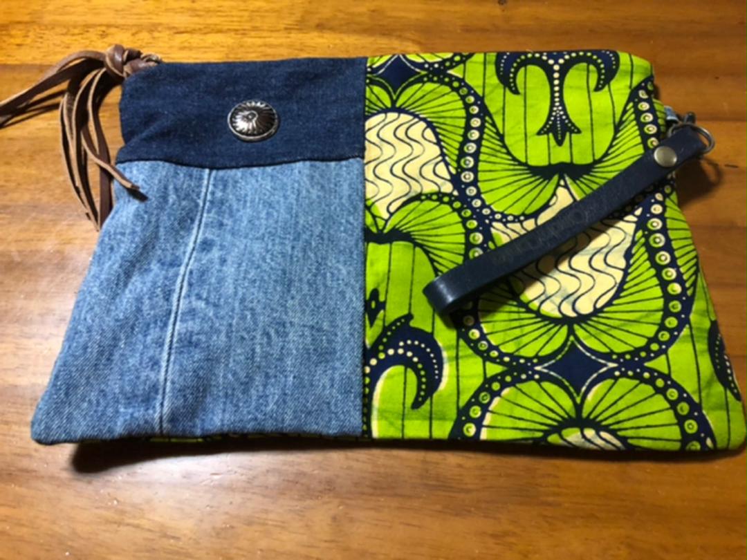 デニム ハンドメイド ポーチ ハンドバッグ
