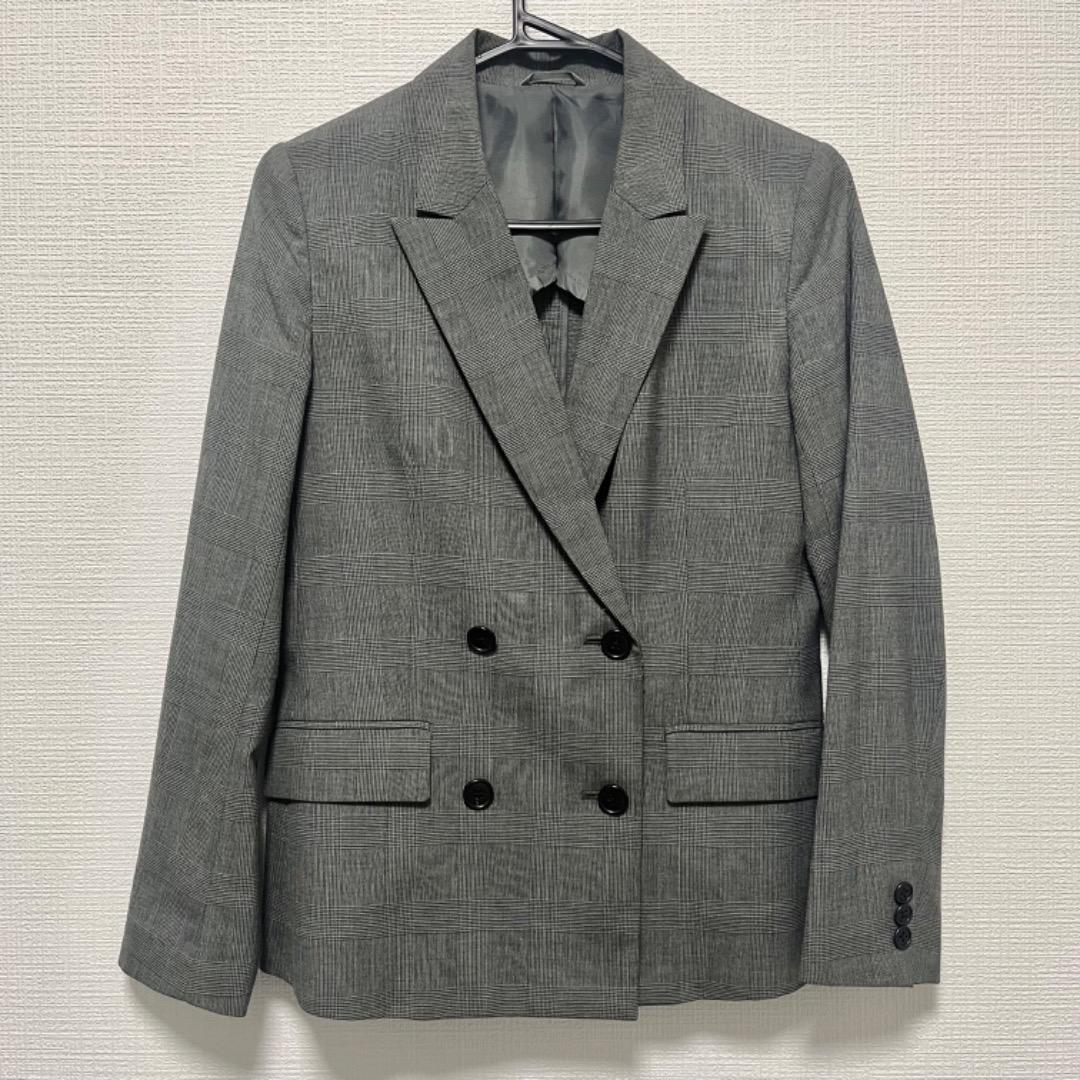洋服の青山　アンカーウーマン　チェック柄　ジャケット　ワイドパンツ　セットアップ