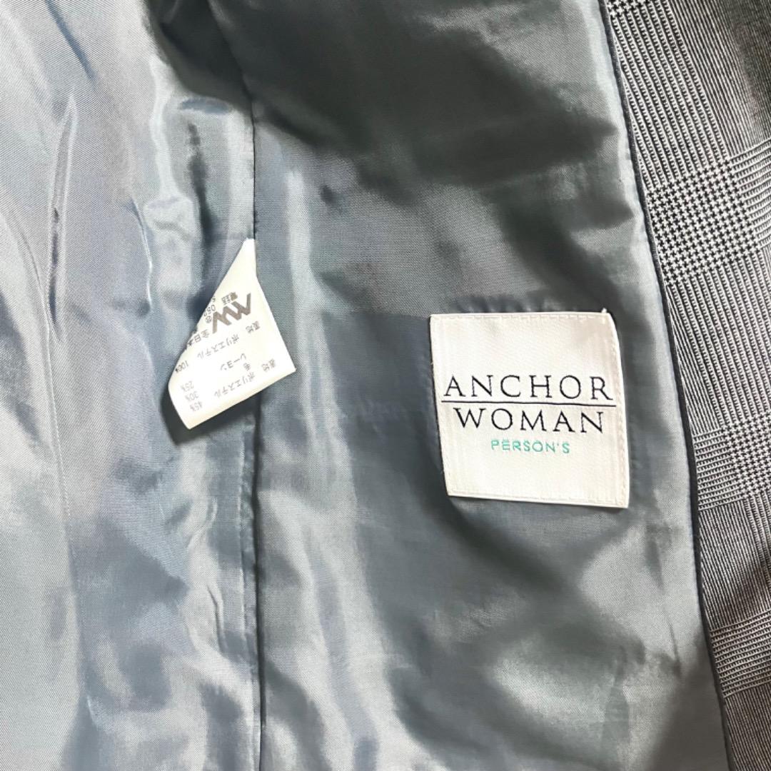 洋服の青山　アンカーウーマン　チェック柄　ジャケット　ワイドパンツ　セットアップ
