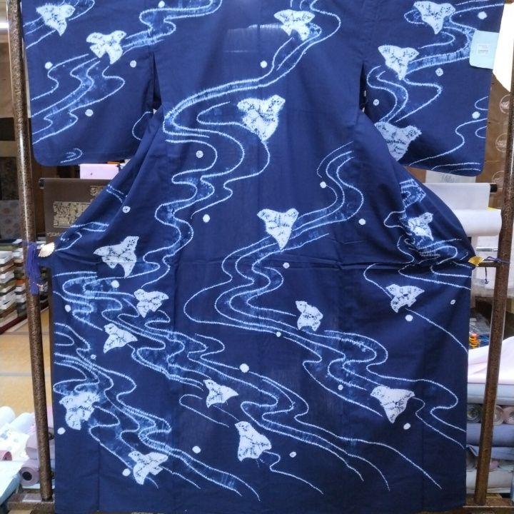 11藍染手絞り浴衣お仕立て上がり 画像1