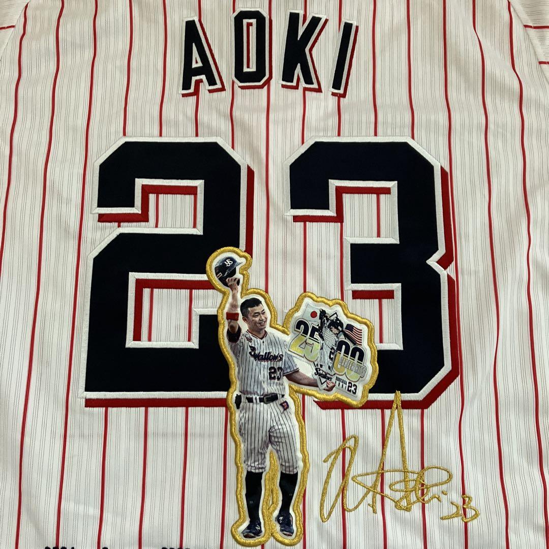 ヤクルトスワローズ 青木宣親23番 ユニフォーム 2500安打　刺繍サイン入り