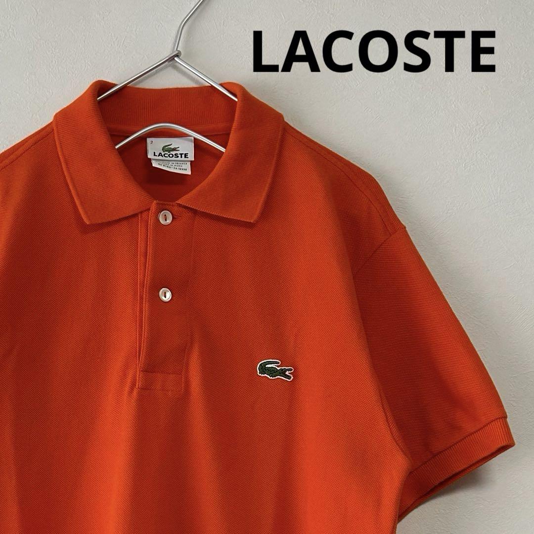美品 90s LACOSTE ラコステ 半袖ポロシャツ 鹿子地 オレンジ