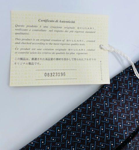 【BVLGARI】新品タグ付き インカ柄 メンズビジネスネクタイ ダークブラウン 画像9