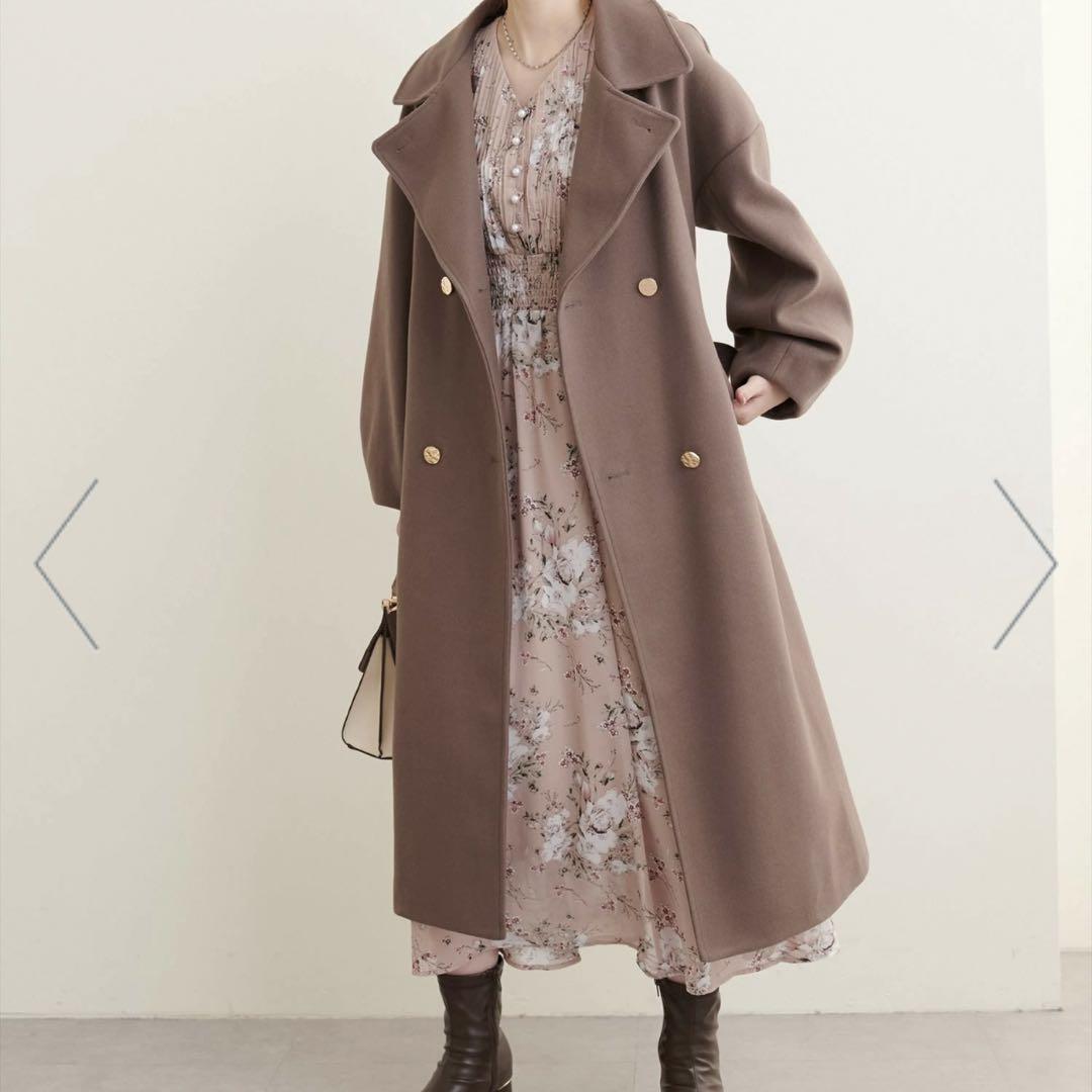 完売品★natural couture ピンタックプリーツお上品ワンピース 花柄