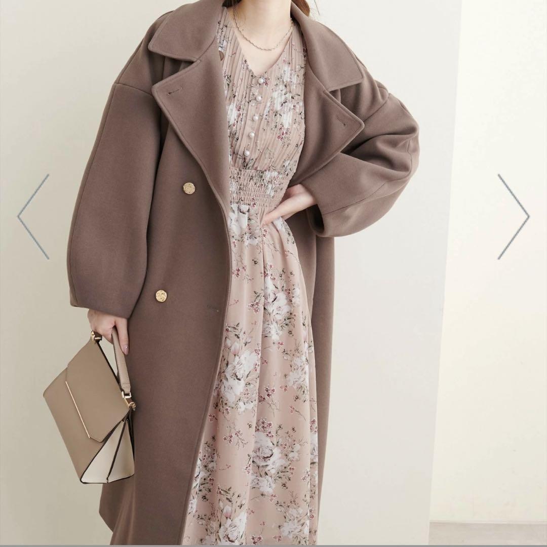 完売品★natural couture ピンタックプリーツお上品ワンピース 花柄