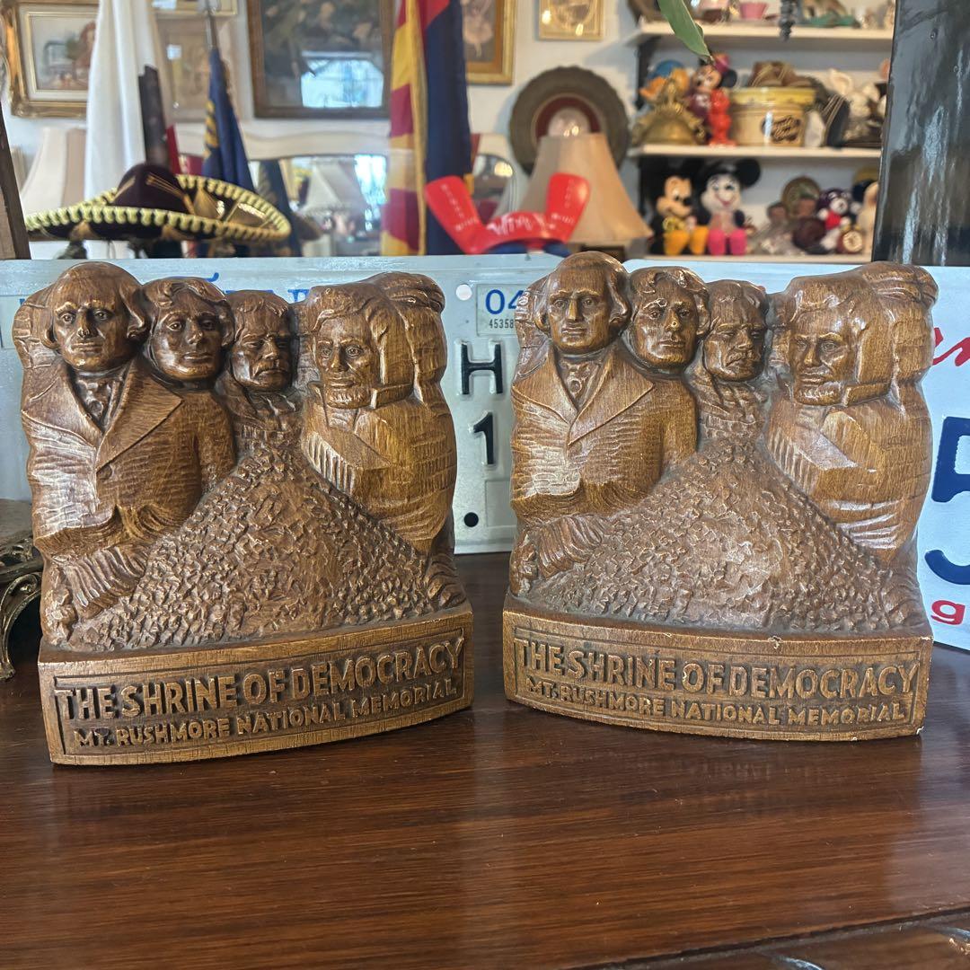 貴重レア！40's〜50's　ラシュモア山国立記念公園bookend USA書斎