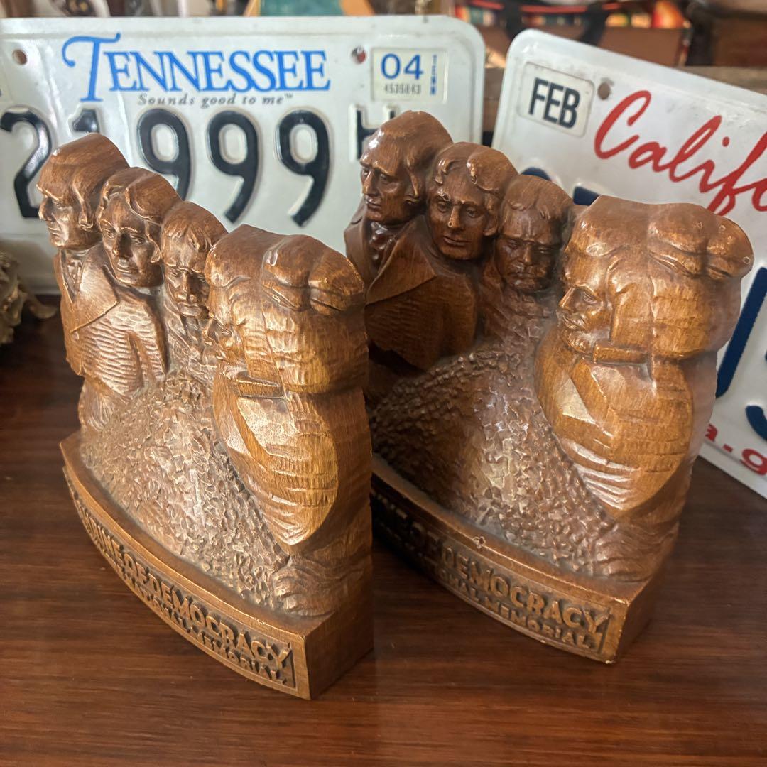 貴重レア！40's〜50's　ラシュモア山国立記念公園bookend USA書斎