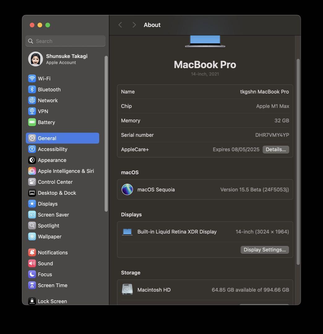 J*y様 MacBook Pro 14-inch, 2021 (M1 Max)