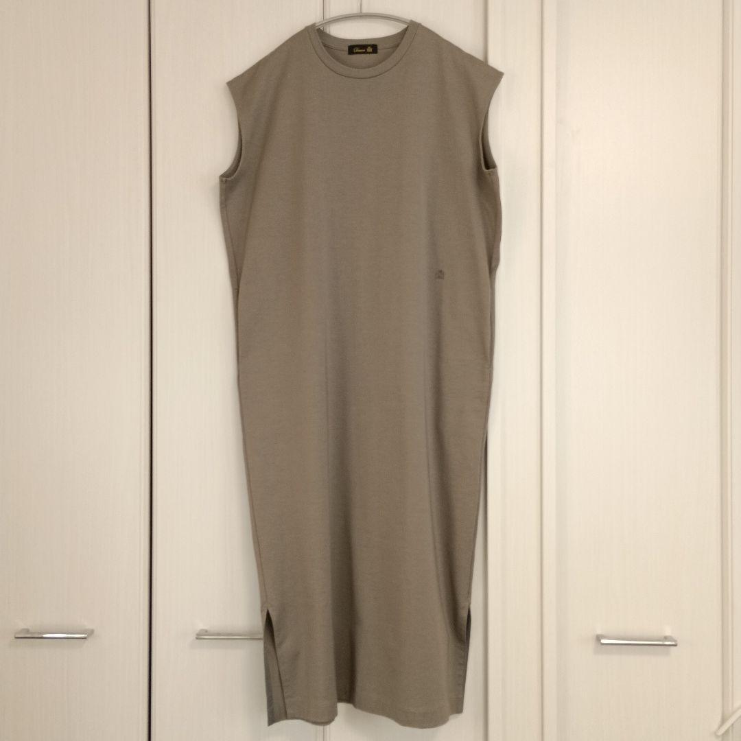 ドゥロワー ノースリーブ グレー カーキ カットソーワンピース