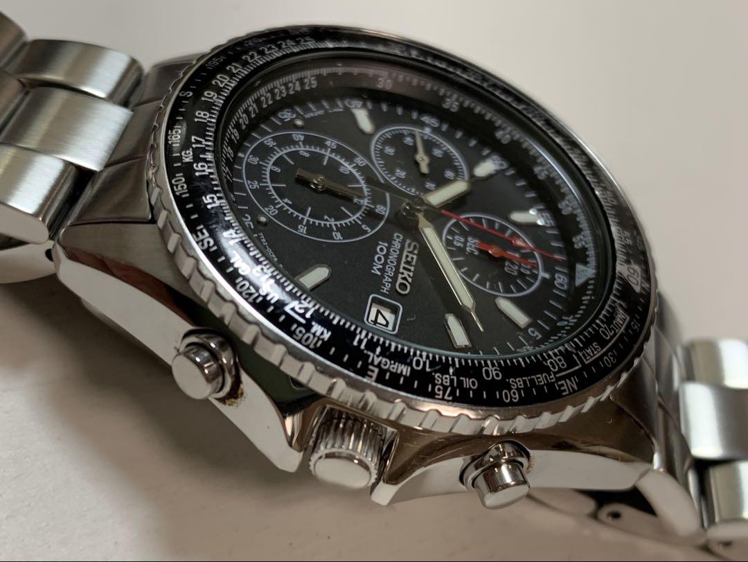 SEIKO パイロット クロノグラフ 100m防水 ブラック - メルカリ