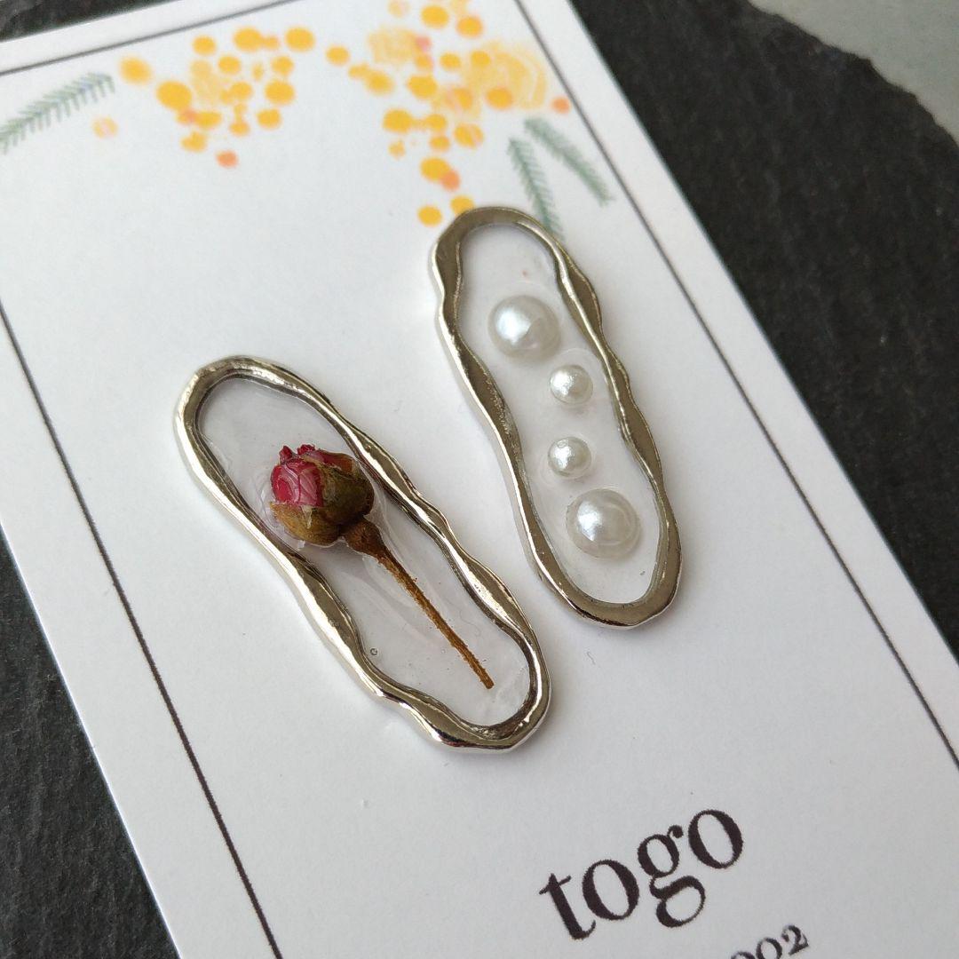 togo rose×Pearl silver ピアス イヤリング