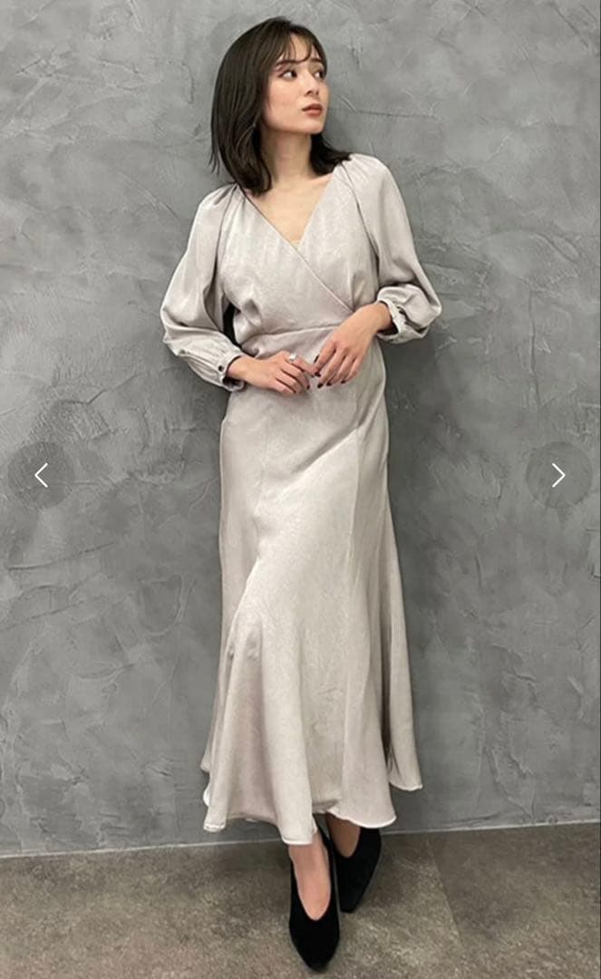 【極美品】anuans クラッシュ サテン マーメイド ワンピース ドレス S