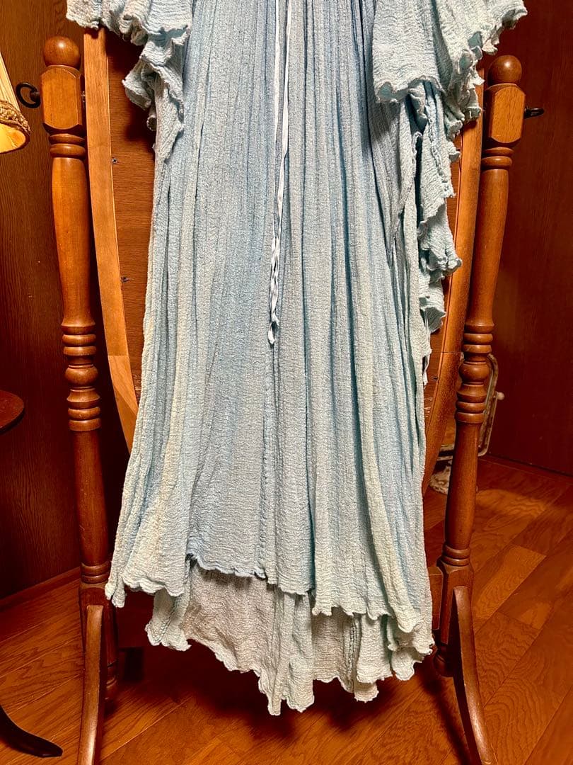 70s ヨーロッパ フランスアンティーク ヴィンテージ ネグリジェブルーワンピ 70s ヨーロッパ フランスアンティーク ヴィンテージ ネグリジェブルーワンピ