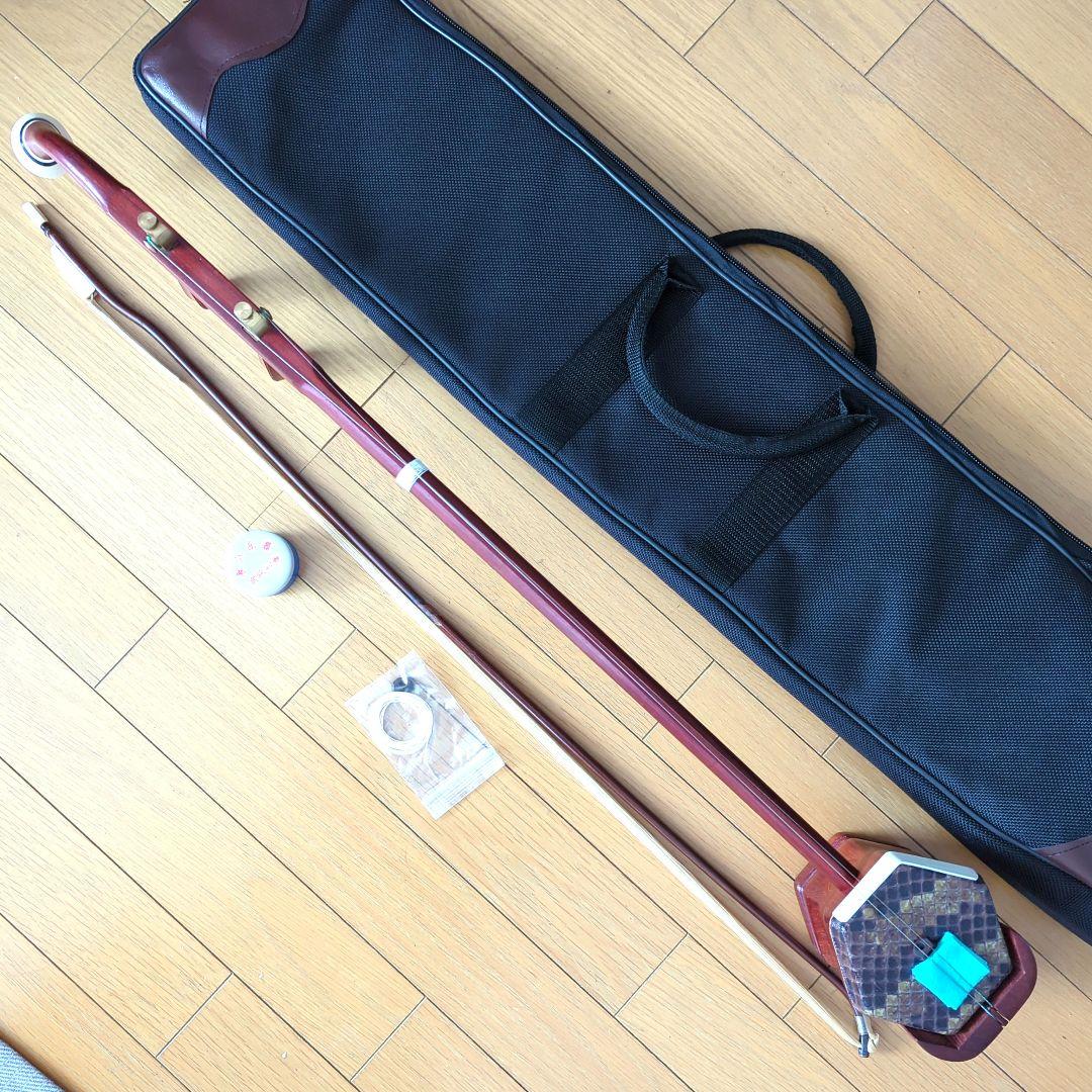 未使用 人工皮紅木二胡Ｄ 音色、音量は本蛇革二胡と同じ‼出入国に許可証不要‼