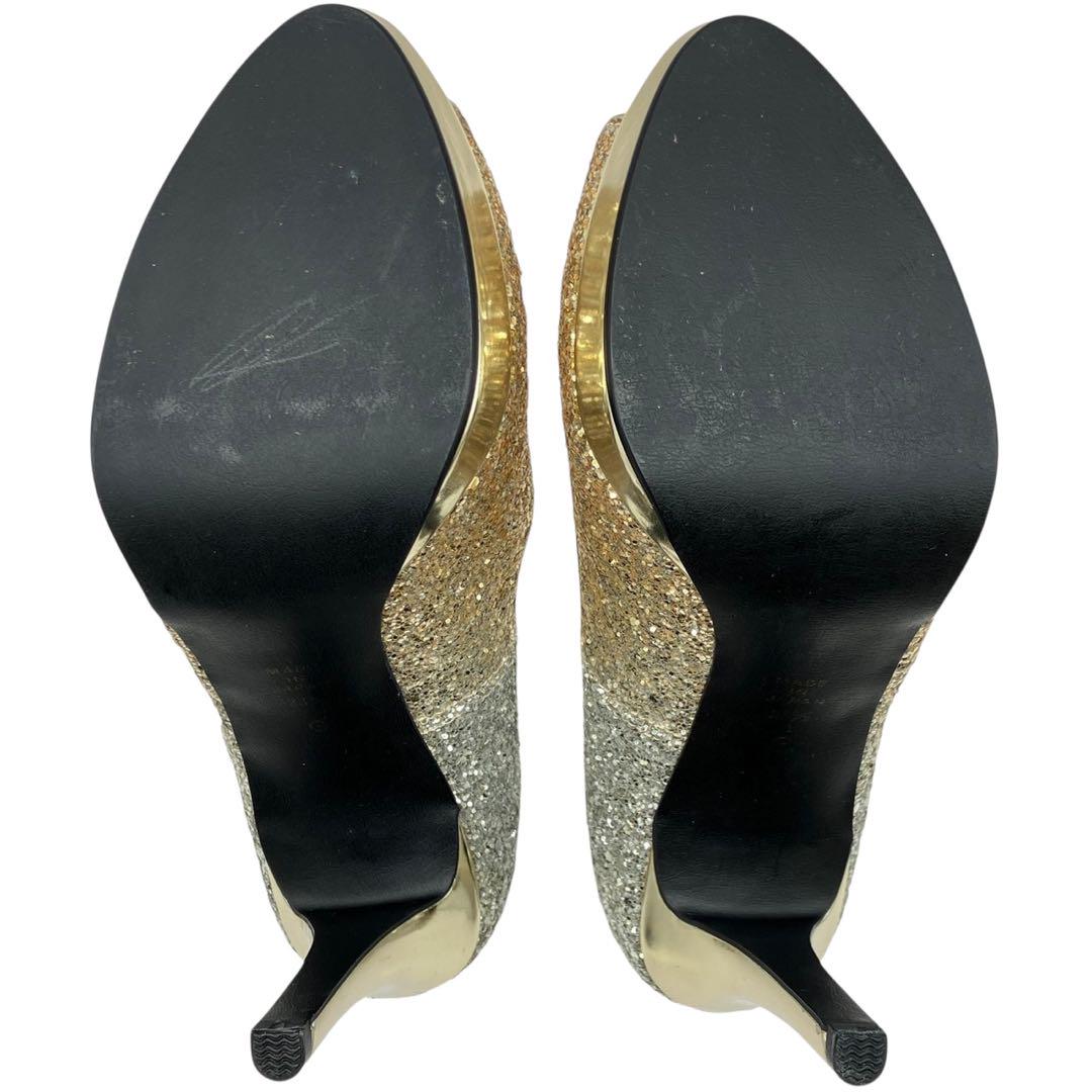 【美品】DIANA ダイアナ　パンプス　ハイヒール　オープントゥ　グリッター