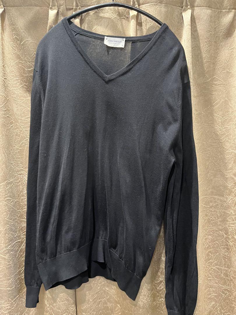 JOHN SMEDLEY ブラック Vネック セーター M