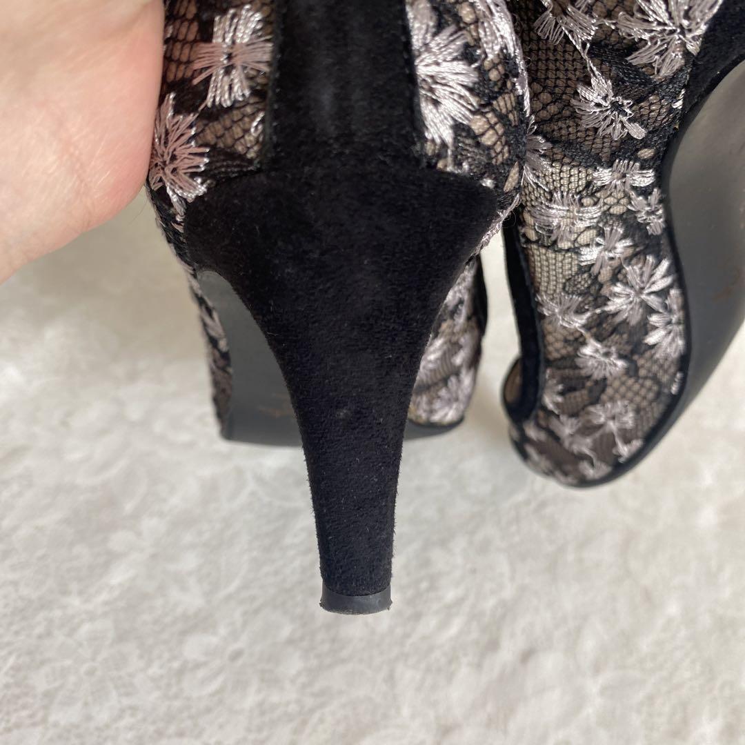 美品 GINZA Kanematsu 銀座かねまつ パテントレザー×レース