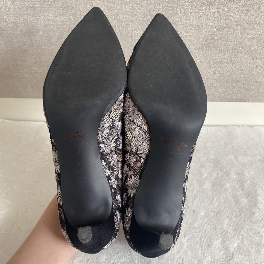 新品　かねまつ　パンチングレース　パンプス 新品かねまつパンチングレースパンプス