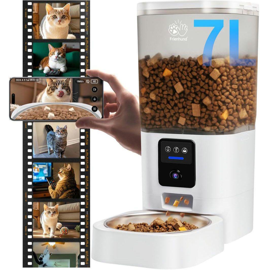 Frienhund 【2Kカメラ付き】 自動給餌器 猫- 中小型犬などペット用