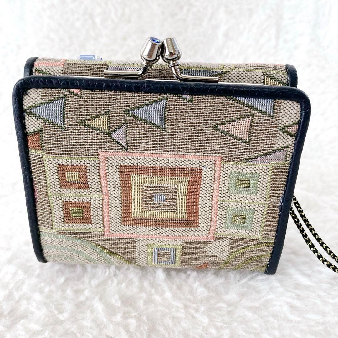 美品✨️シンクビー 三つ折り 財布 がま口 ビーズ スパンコール