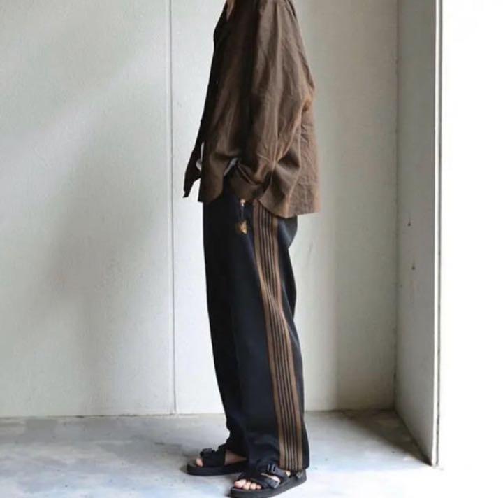 全国宅配無料 美品 needles トラックパンツ ストレート ブラウン ブラック - スラックス
