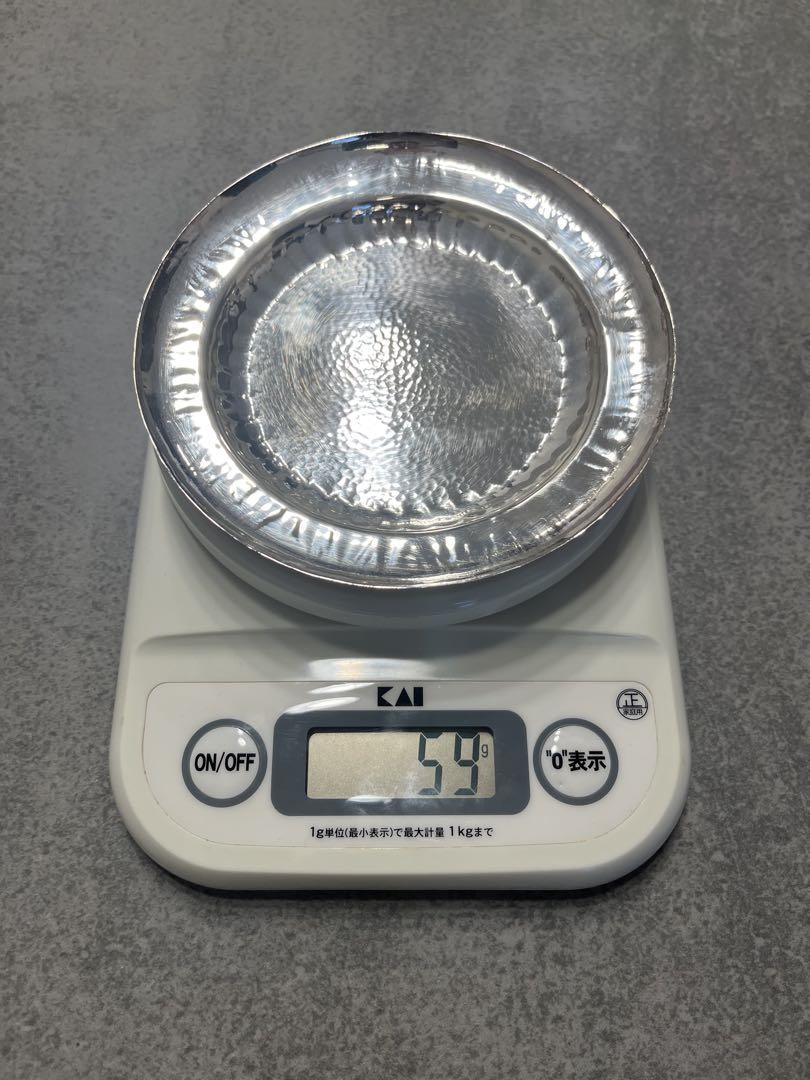 純銀製 銘々皿　刻印入り⭐︎約14cm 木箱入り