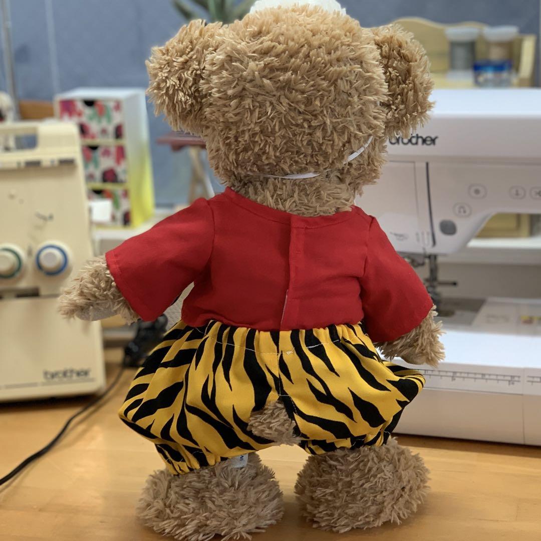 ダッフィー 節分コスチューム　鬼パンツ　ツノ　赤シャツ　ハンドメイド　衣装