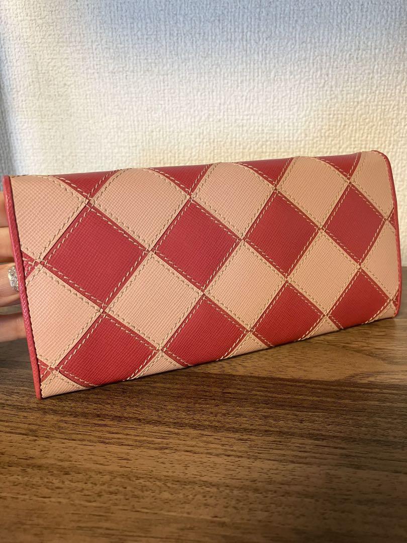 【極美品】PRADA サフィアーノ　ダイヤモンド　長財布 ピンク　プラダ