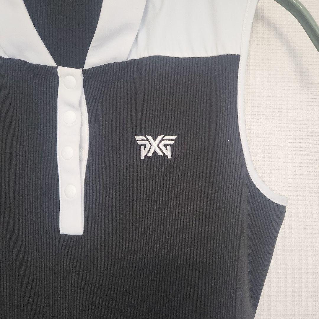 PXG ノースリーブポロシャツ 黒/白