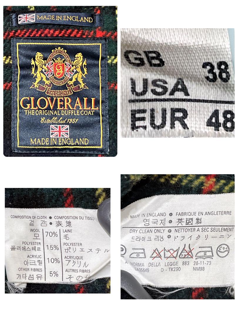 グローバーオール　80〜90s ダッフルコート　モリス　裏地チェック柄　サイズL