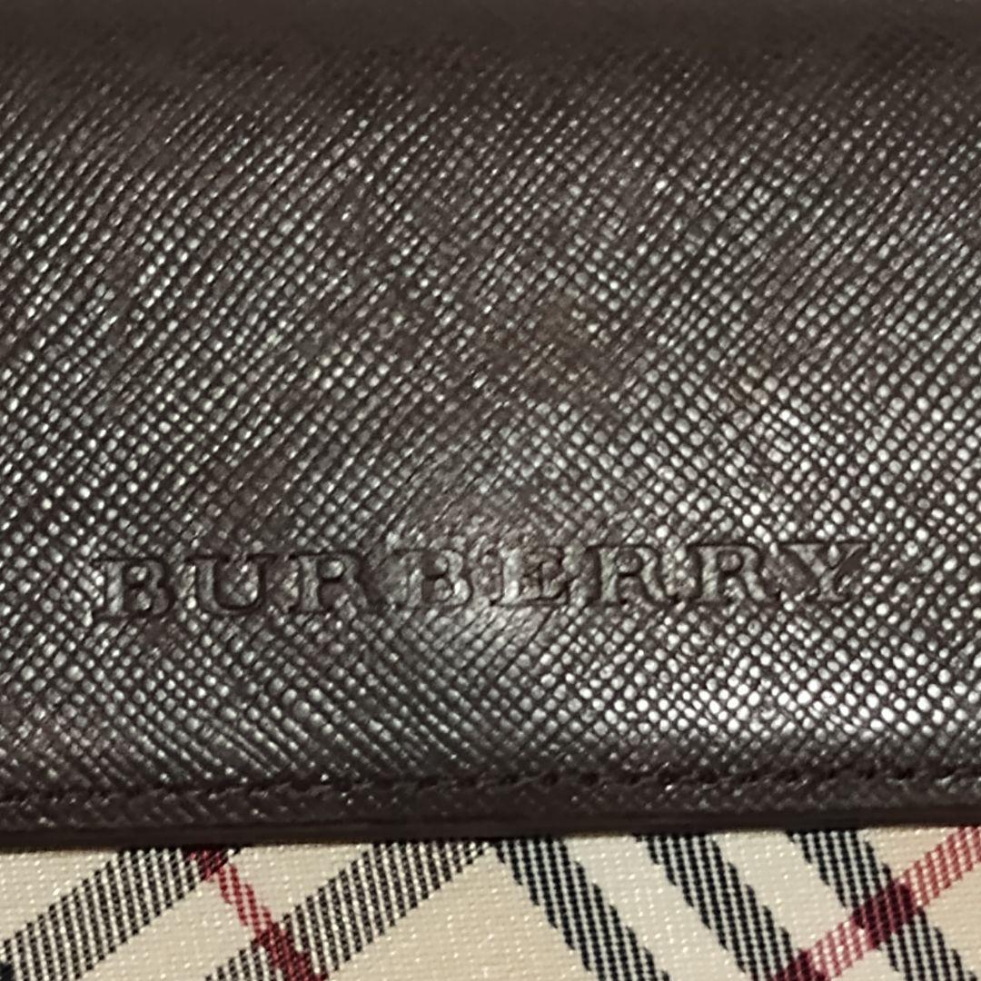 BURBERRY 長財布 ノバチェック 大容量 ロゴ刻印 ブラウン 茶色