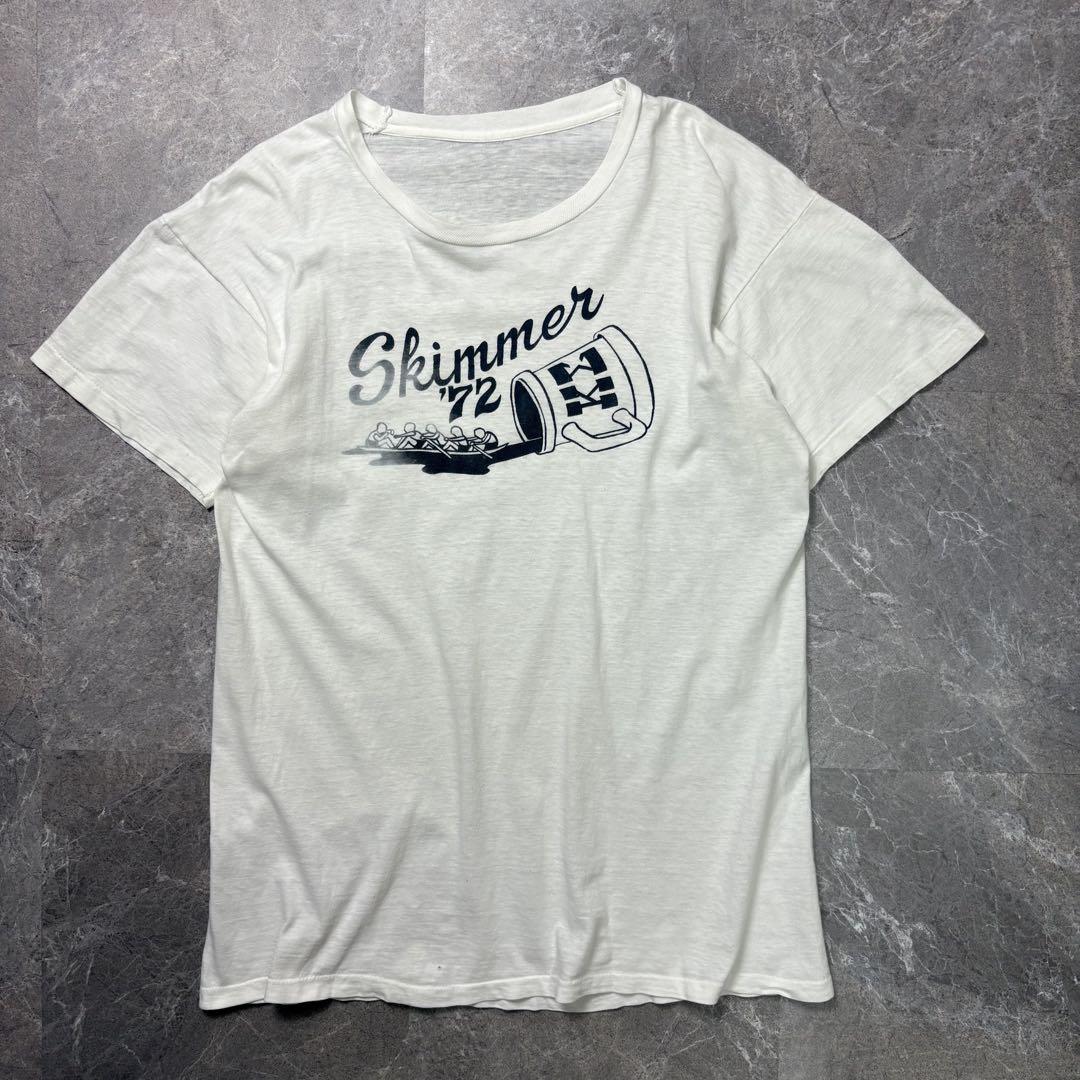 Vintage〈プリント 白Tシャツ 1970年代 70s シングルステッチ〉
