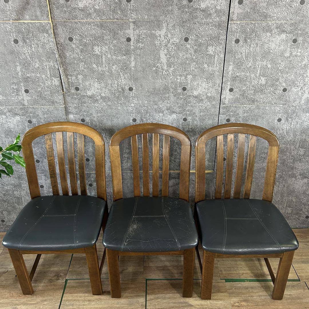 ꧁カリモク家具 karimoku꧂レザーダイニングチェア3脚 食卓椅子 合成皮革