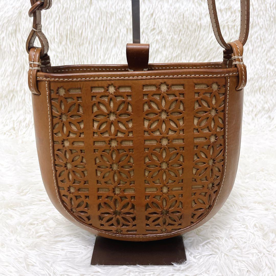 ◇美品 genten ゲンテン レザーショルダーバッグ ブラウン