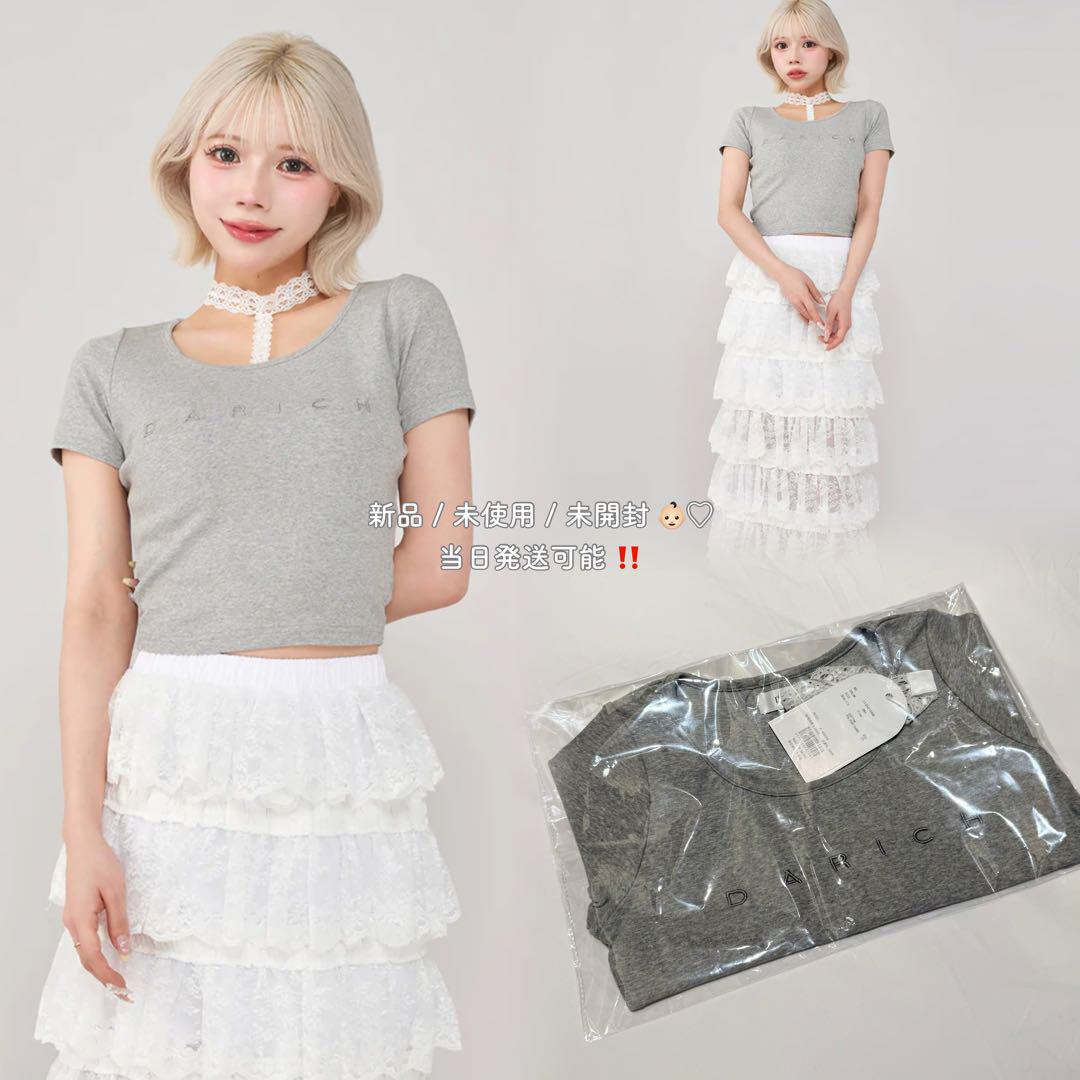 当日発送可能 ♡ Darich / レースチョーカーコンパクトTシャツ GRY