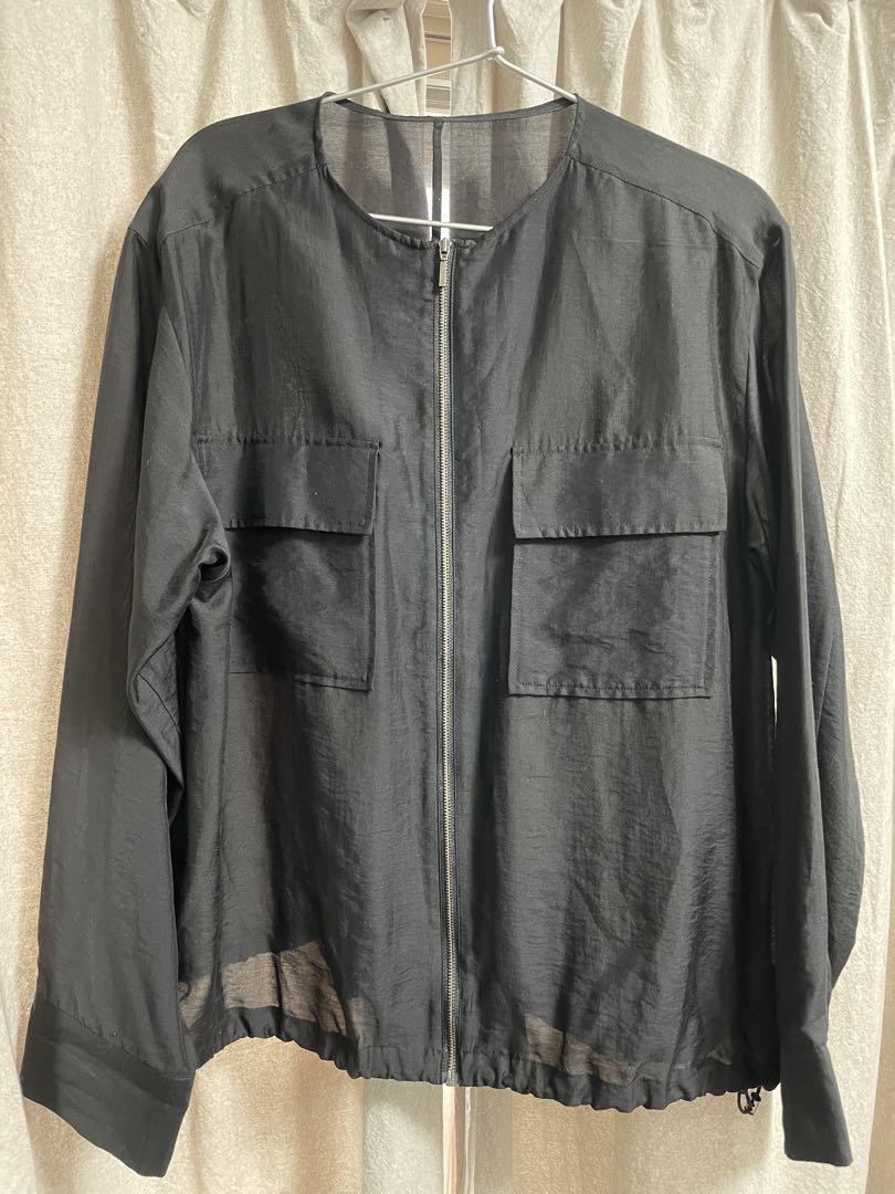 【洗える】リヨセルナイロンワッシャー ノーカラーブルゾン ICB L 24ss