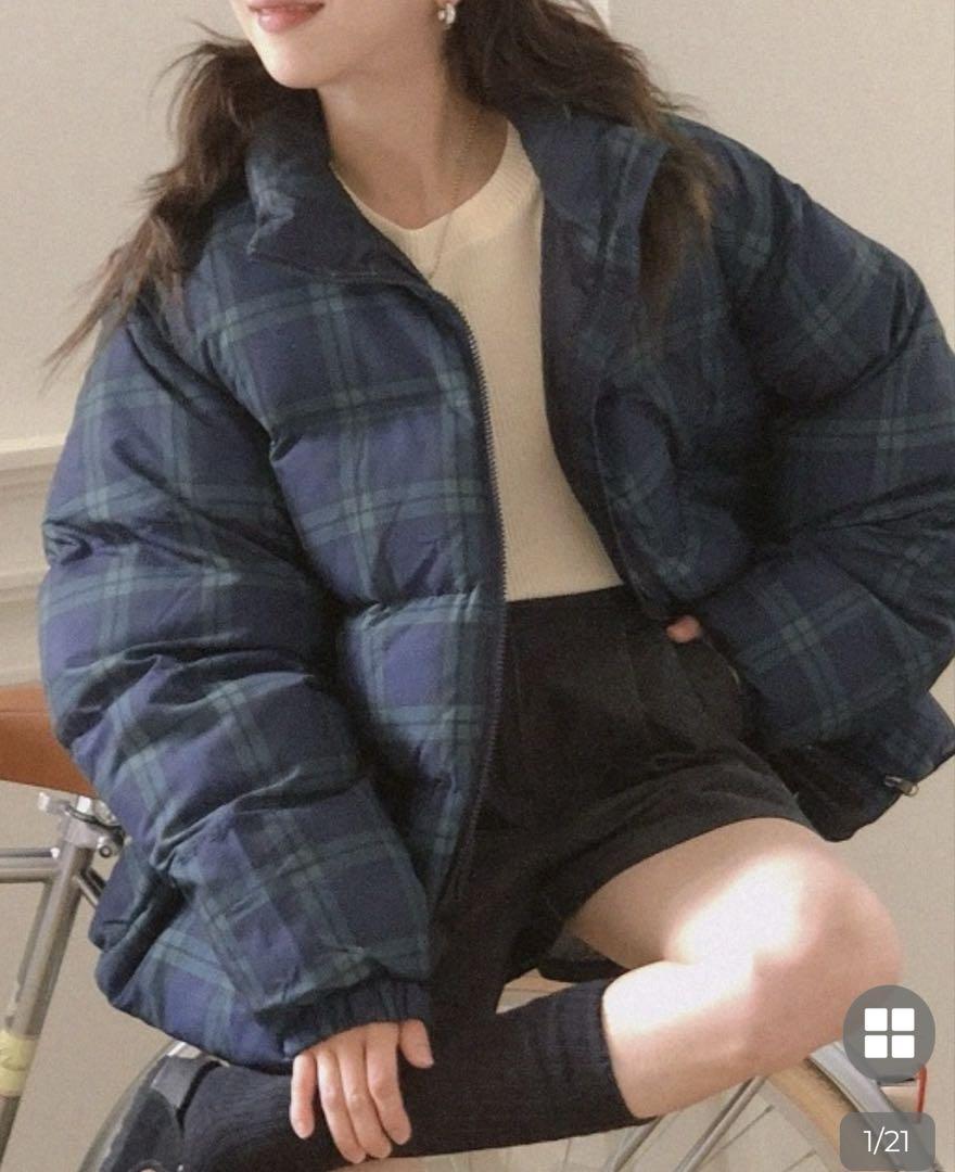 チェックダウンジャケット　nugu zara  sollon dholic
